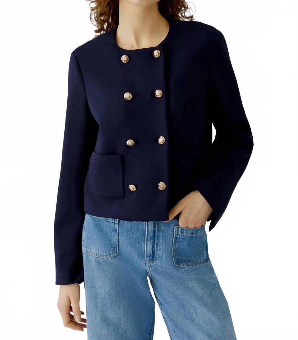 NEW OUI double breasted ponte blazer in dark blue
